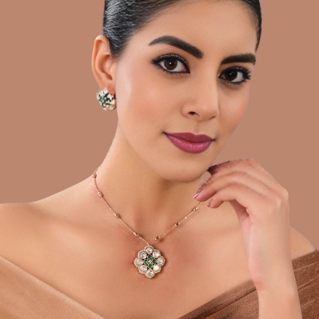 Grand Multi-Layered Kundan Pearl Bridal Necklace Set Earrings - Auraa Trends