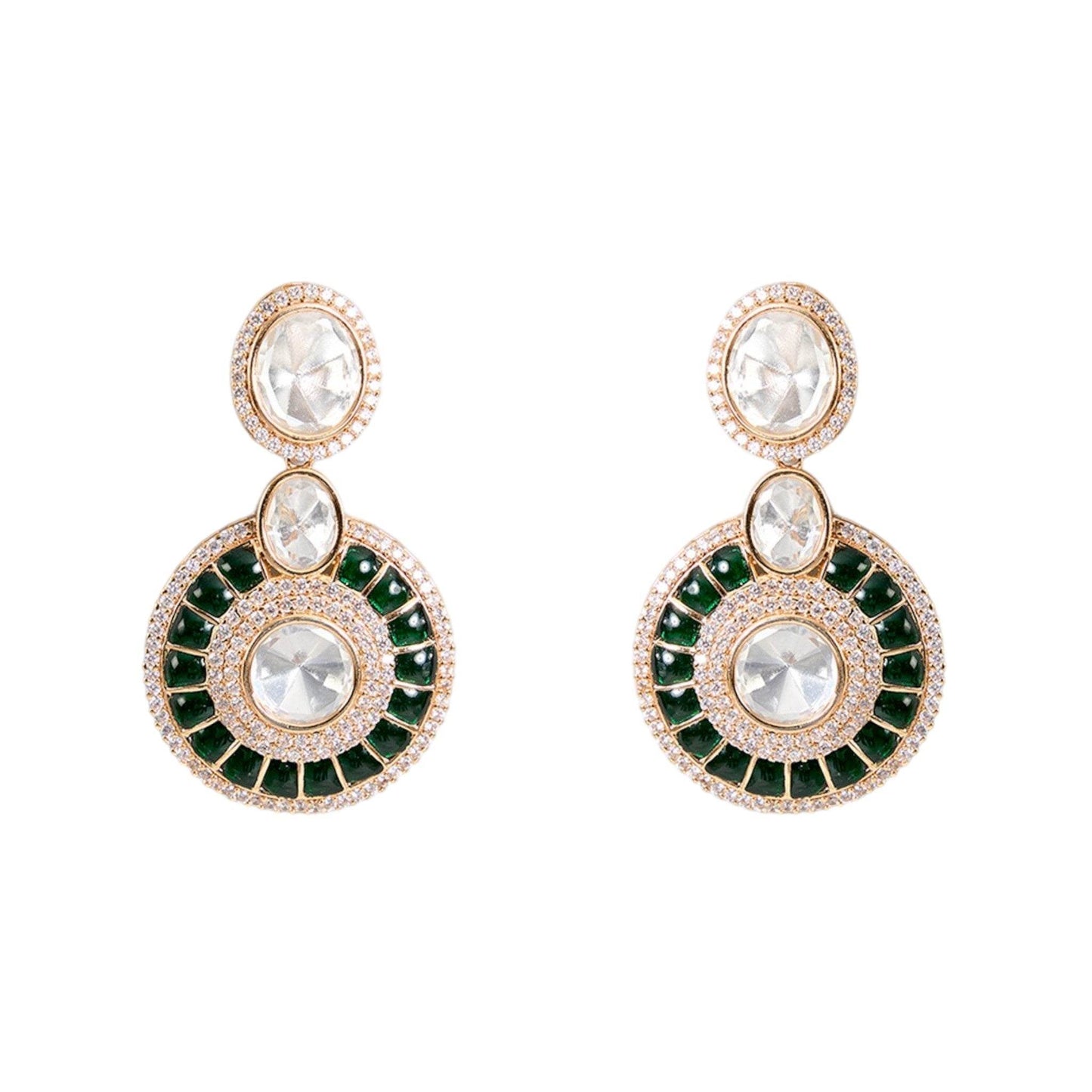 Green Kundan Choker Necklace Set with White Stones & Earrings for Bridal and Ethnic Wear - Auraa Trends