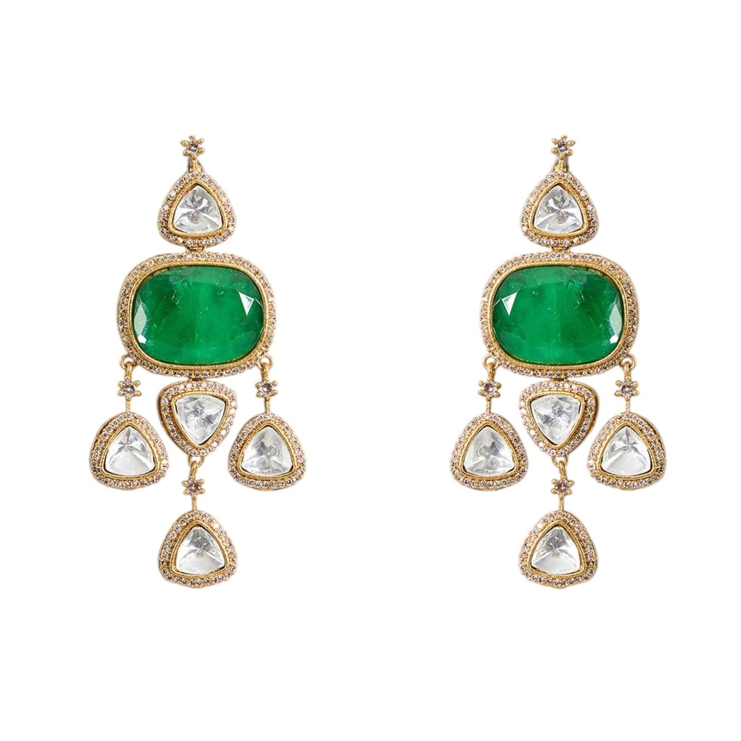 Green Kundan Polki Necklace Set with Earrings | Bridal & Festive Wear Jewelry - Auraa Trends