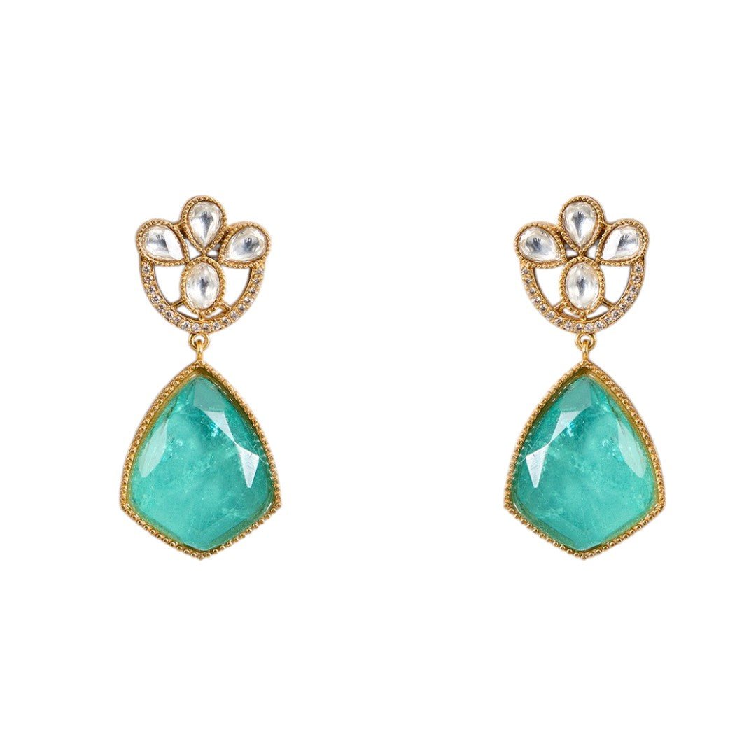Green stone necklace set, Bridal fashion jewelry - Auraa Trends - Choker - Green stone necklace set, Bridal fashion jewelry