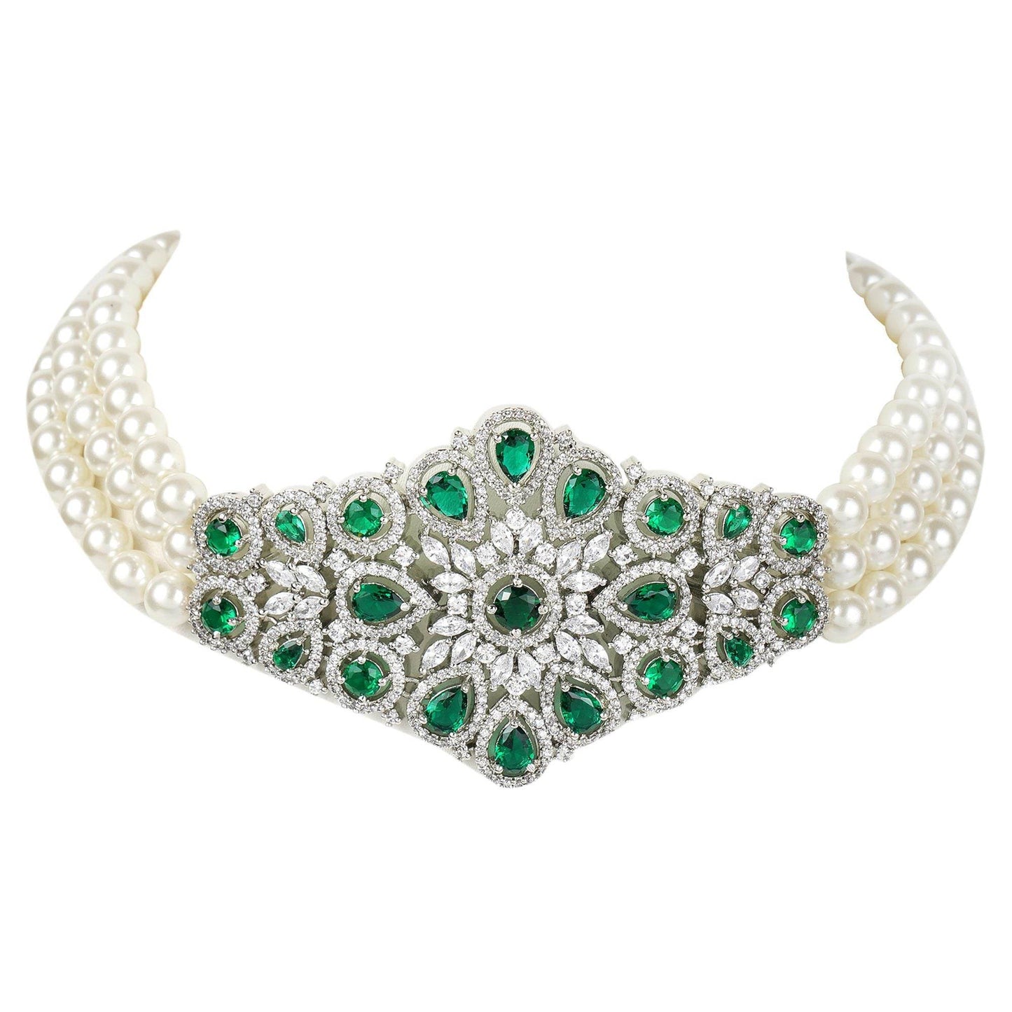 Intricate Diamonte Necklace Set - Auraa Trends