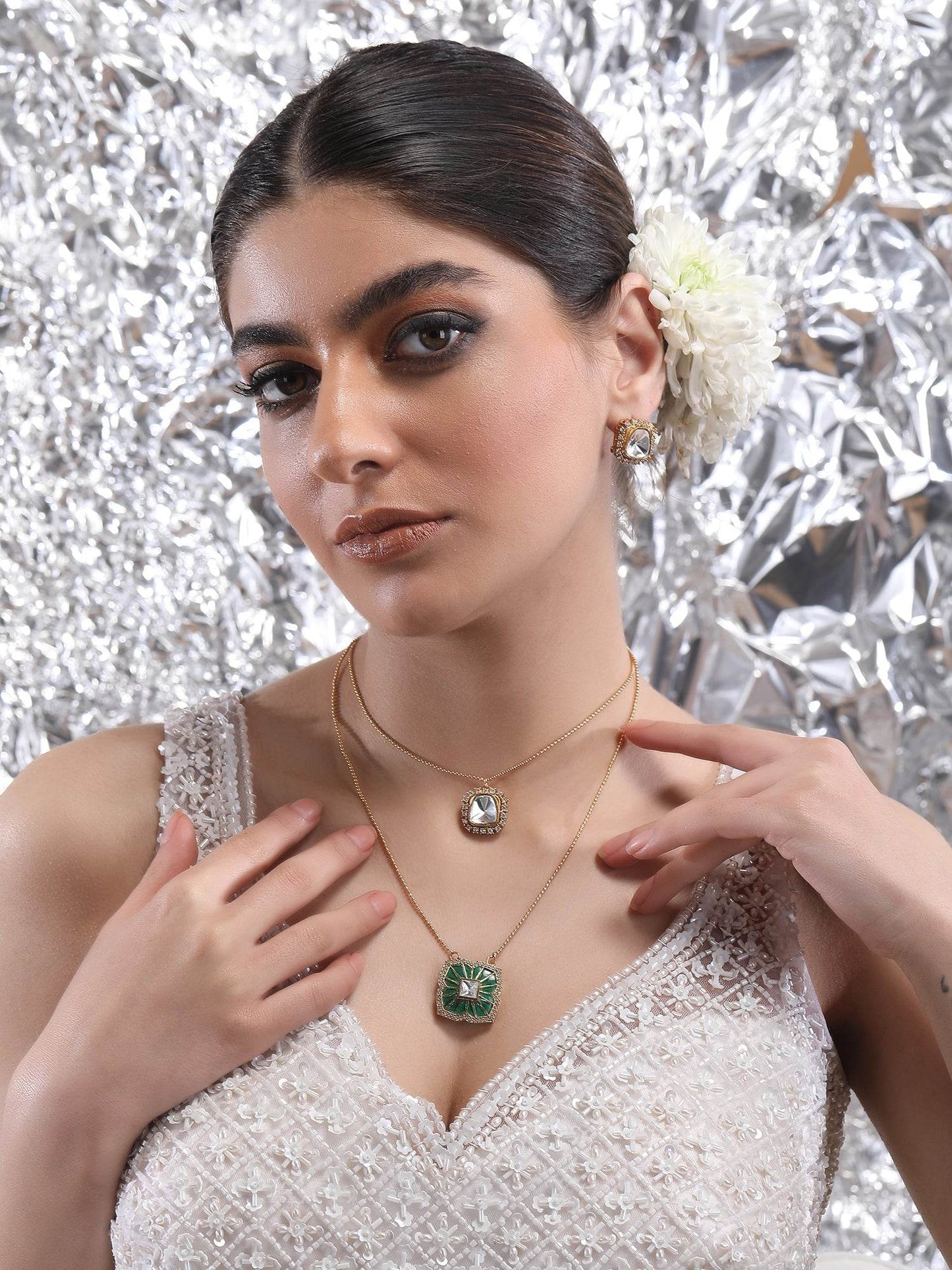 Iris Emerald Necklace Set For Women - Auraa Trends