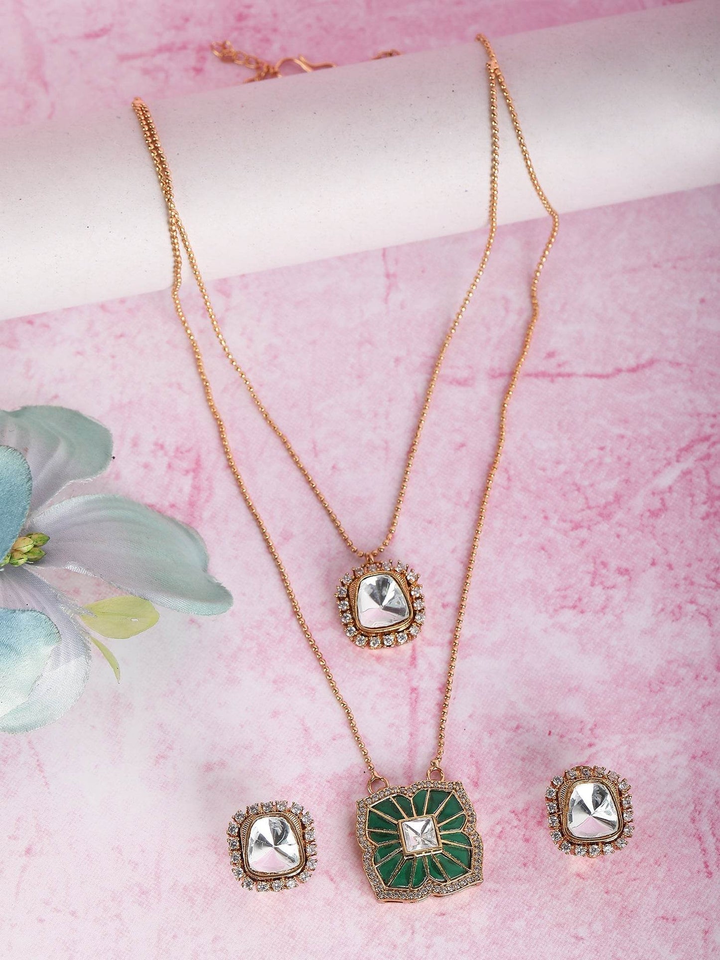 Iris Emerald Necklace Set For Women - Auraa Trends