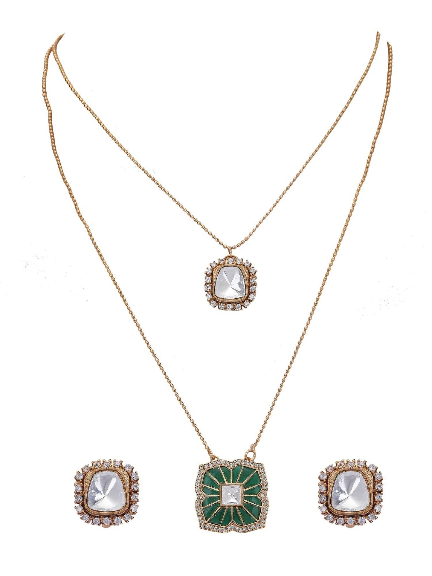 Iris Emerald Necklace Set For Women - Auraa Trends