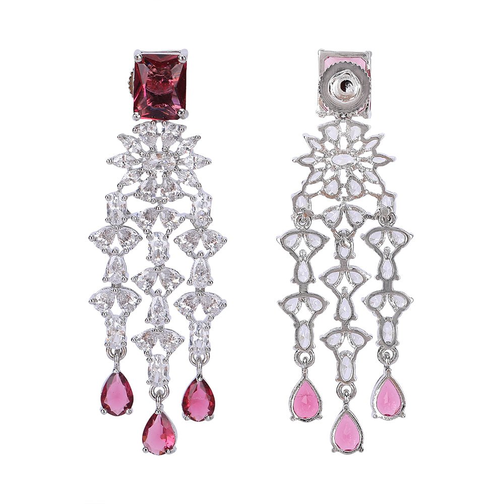 Jewellery Necklace set Matching Earrings Red And Silver - Auraa Trends - Necklace Set - Buy Jewellery Necklace set Earrings