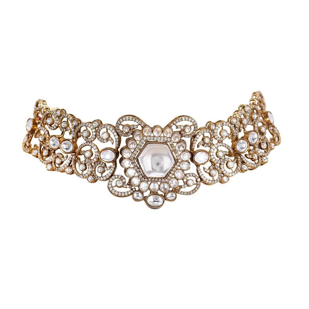 Kundan Bridal Choker Necklace Earring Set For Women - Auraa Trends