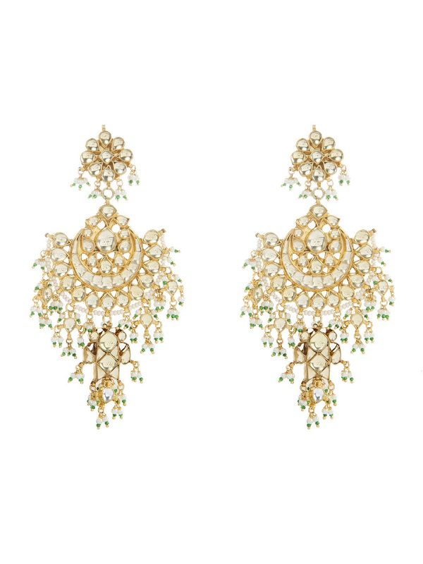 Kundan Chaandbali with Pearl Drops - Auraa Trends - Earrings - - Auraa Trends - Kundan Chaandbali with Pearl Drops - Auraa Trends