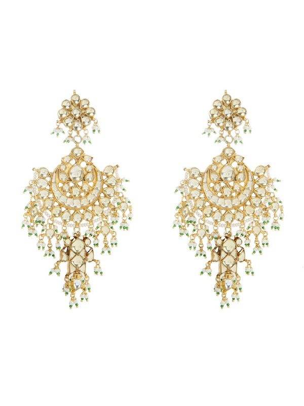 Kundan Chaandbali with Pearl Drops - Auraa Trends