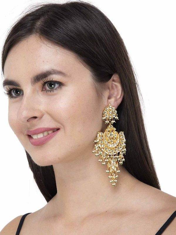 Kundan Chaandbali with Pearl Drops - Auraa Trends