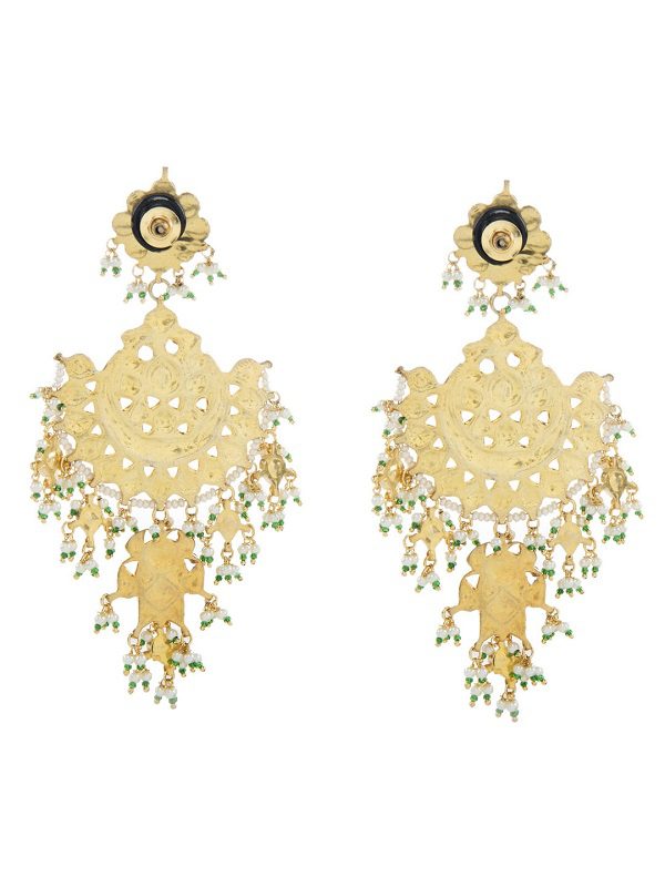 Kundan Chaandbali with Pearl Drops - Auraa Trends - Earrings - - Auraa Trends - Kundan Chaandbali with Pearl Drops - Auraa Trends