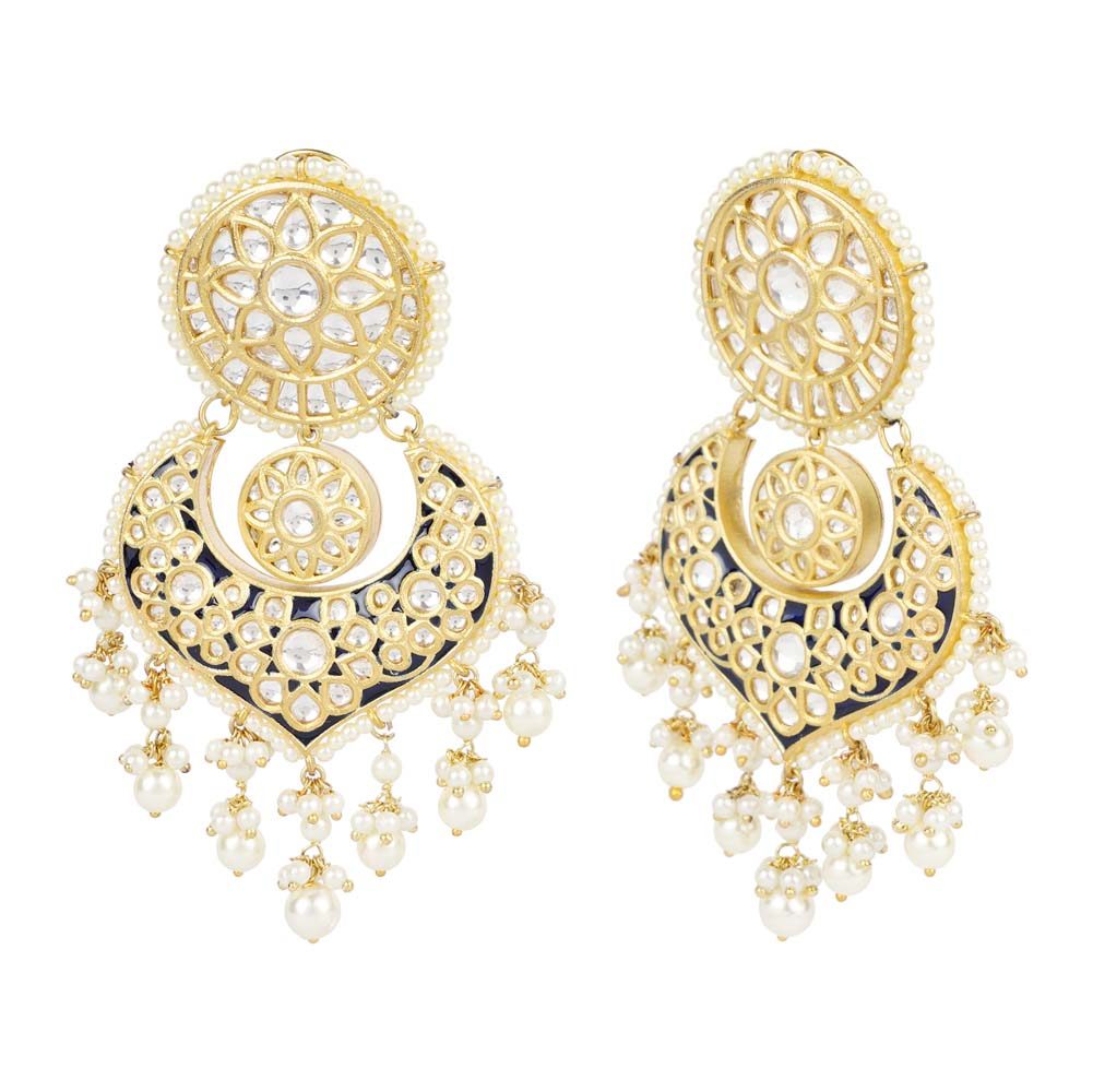 Kundan Chandbaali earrings set - Auraa Trends - Chandbali - afghan chandbaali afghan chandbaali buy online