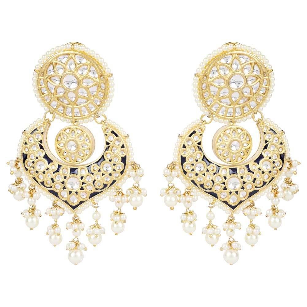 Kundan Chandbaali earrings set - Auraa Trends