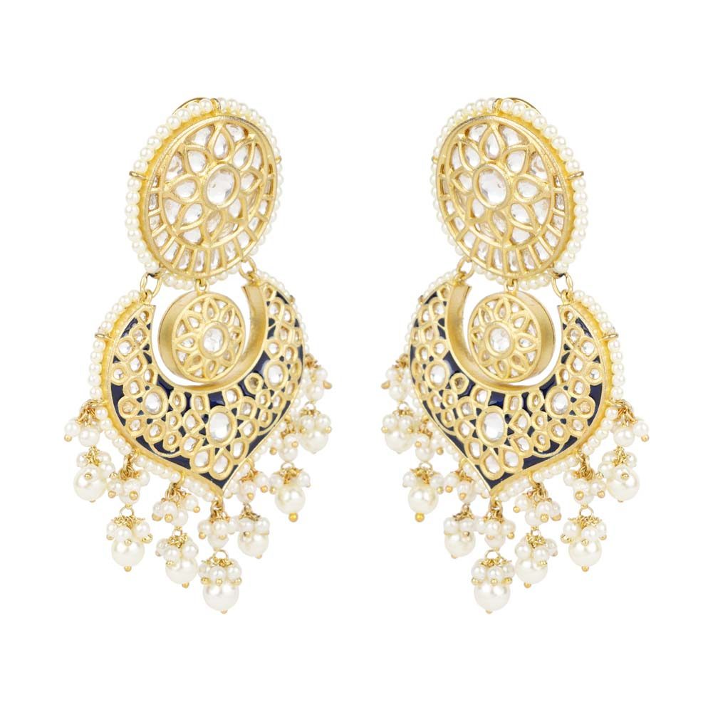 Kundan Chandbaali earrings set - Auraa Trends - Chandbali - afghan chandbaali afghan chandbaali buy online