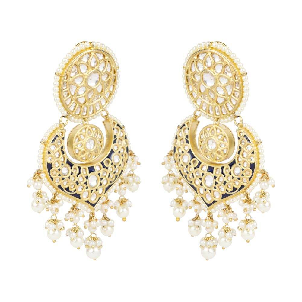 Kundan Chandbaali earrings set - Auraa Trends