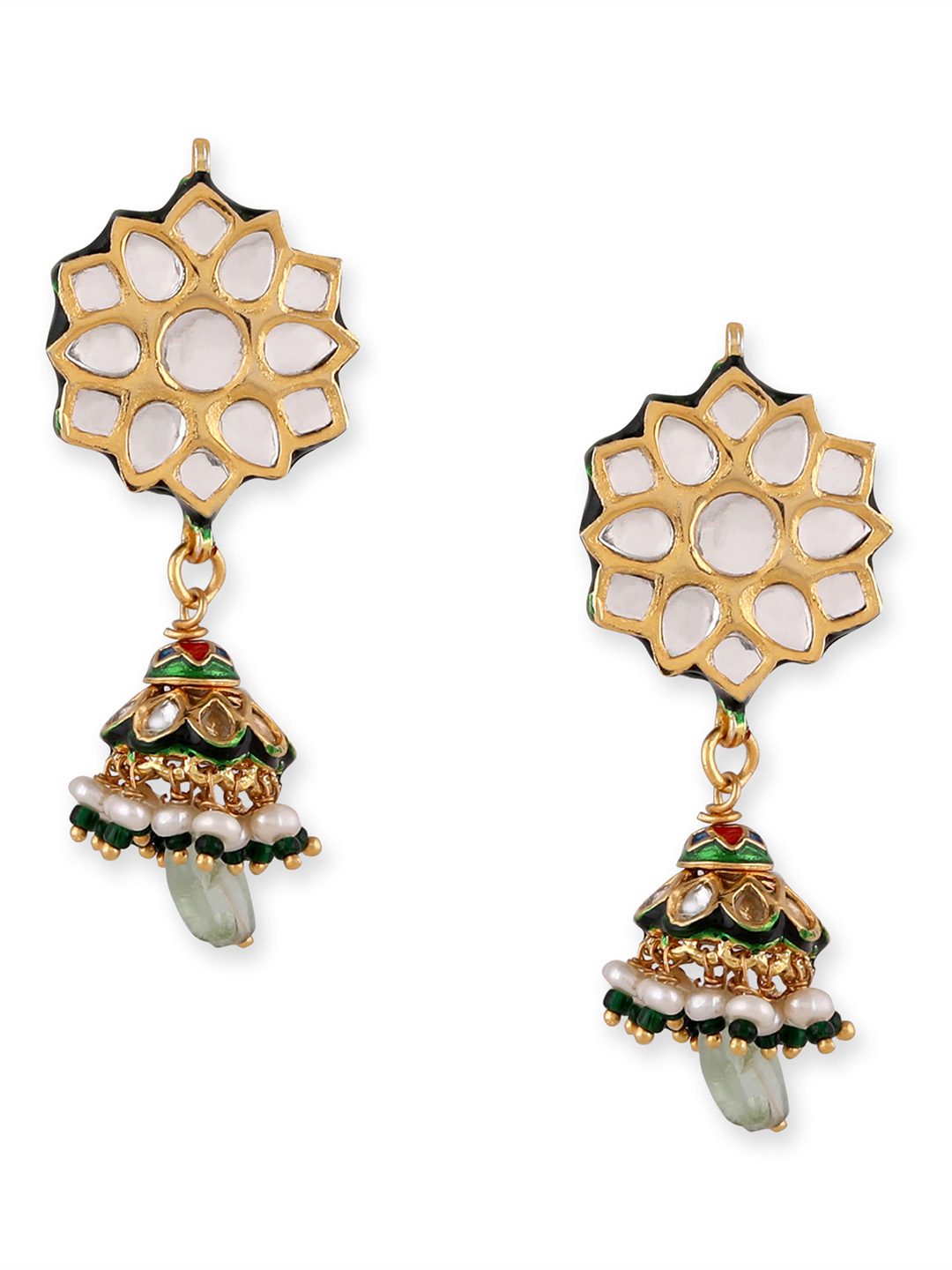 Kundan Choker Necklace Set with Matching Earrings - Auraa Trends - Choker - Kundan Choker Necklace Set with Matching Earrings