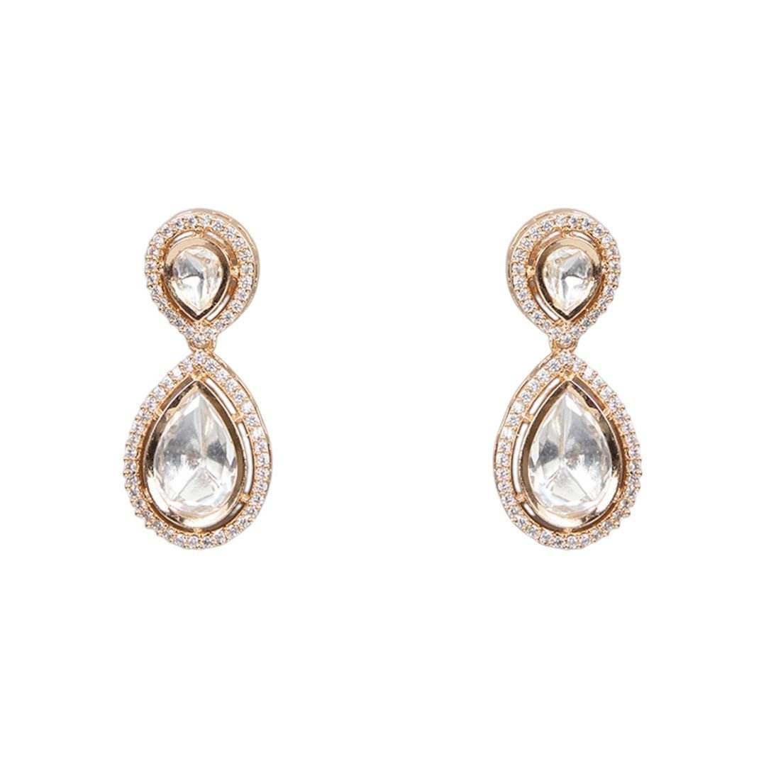 Kundan Classic Teardrop Necklace Set - Auraa Trends