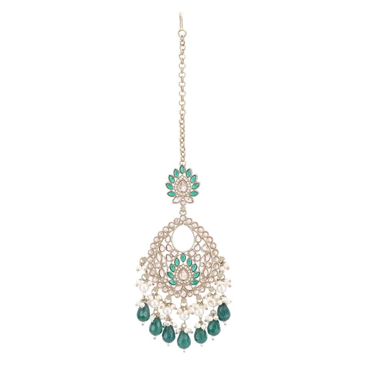 Kundan Earrings with Maangtikka Set – Elegant Traditional Jewelry - Auraa Trends