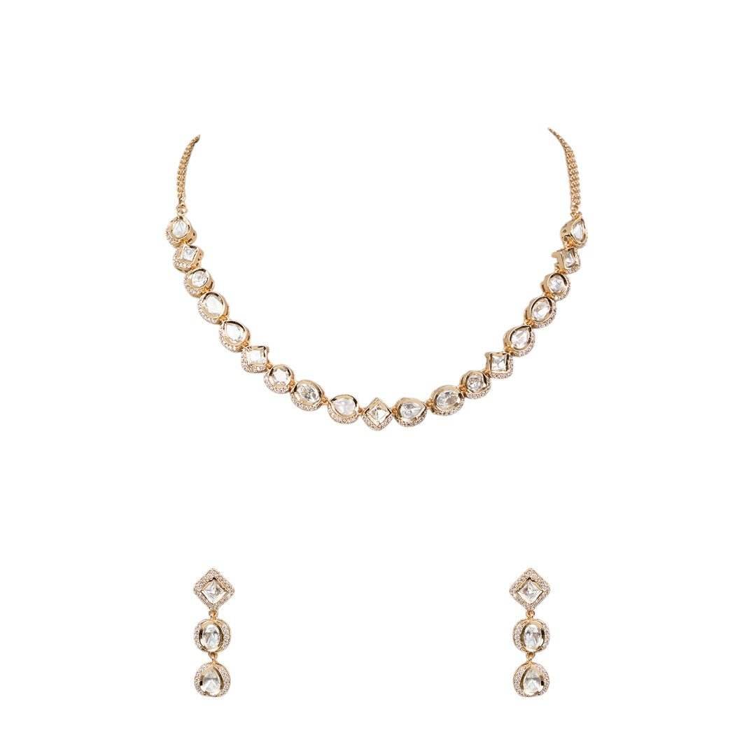 Kundan Gold Plated Necklace Set Earrings - Auraa Trends
