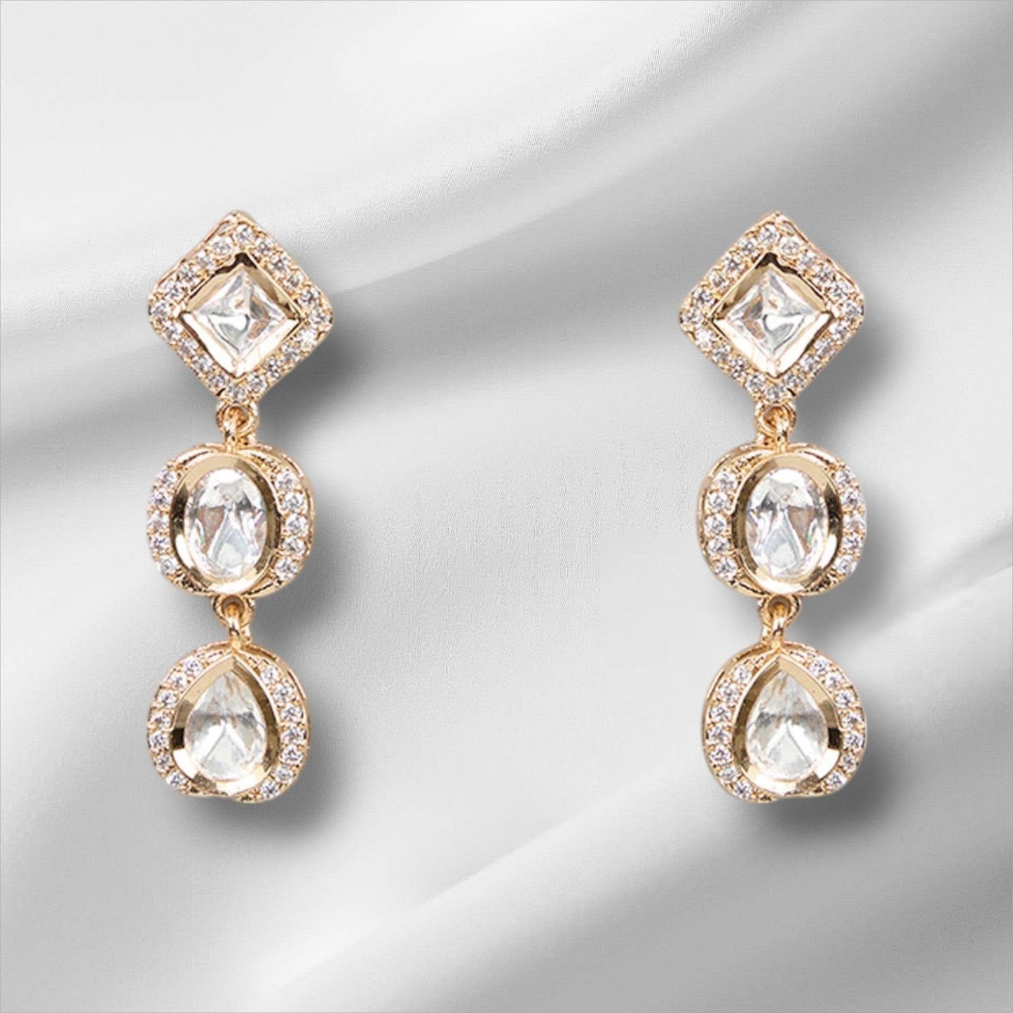 Kundan Gold Plated Necklace Set Earrings - Auraa Trends