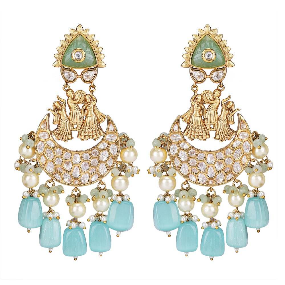 Kundan Maang Tikka and Chandbali Earrings - Auraa Trends