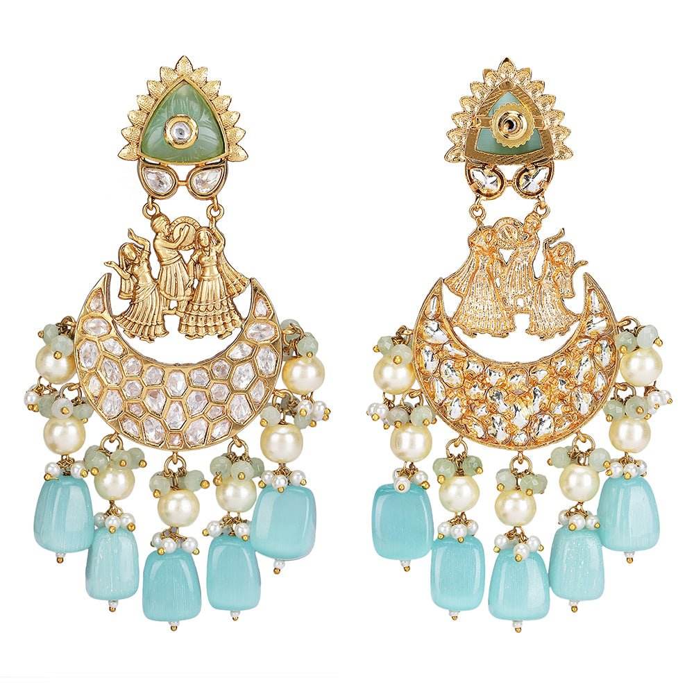 Kundan Maang Tikka and Chandbali Earrings - Auraa Trends