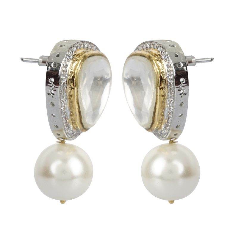 Kundan Pearl Drop Earring - Auraa Trends