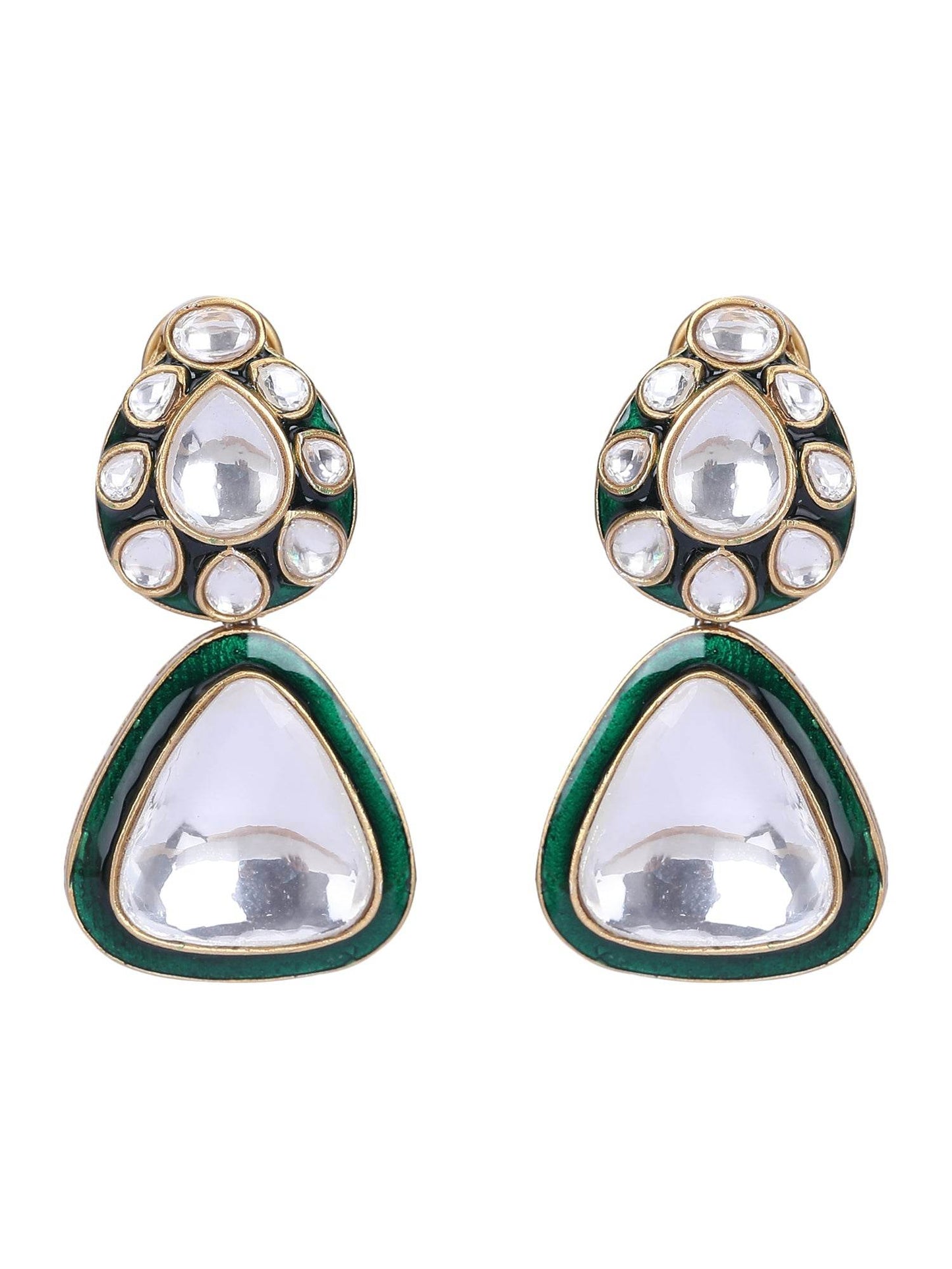 Kundan Polki Choker Necklace Set with Earrings and Maangtikka - Auraa Trends