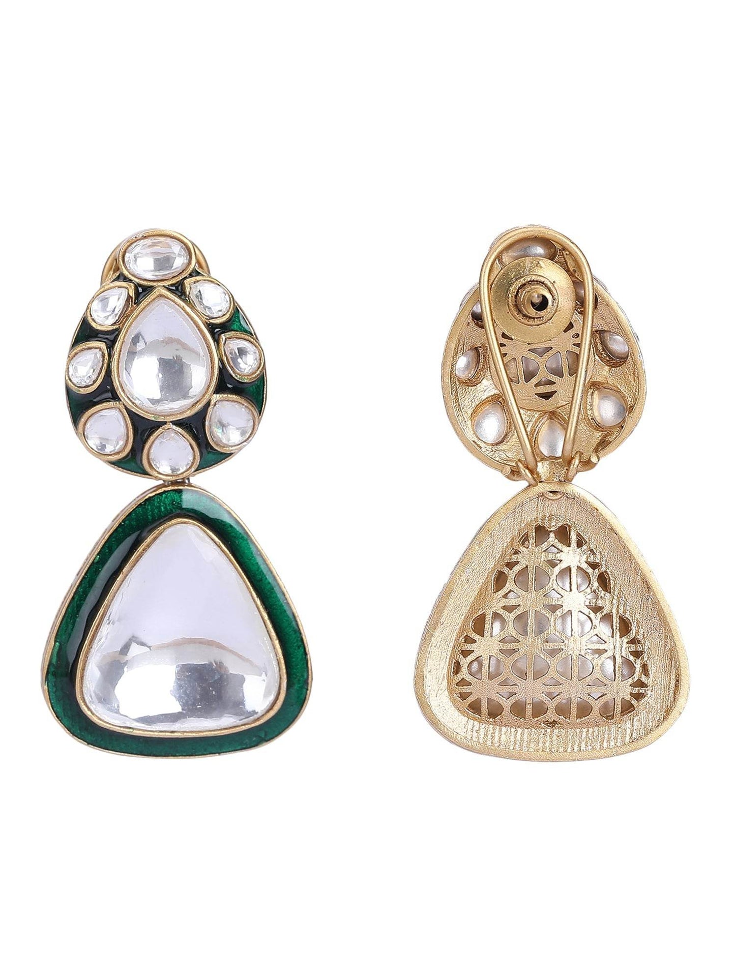 Kundan Polki Choker Necklace Set with Earrings and Maangtikka - Auraa Trends