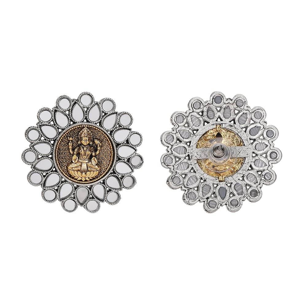Laxmi Ethnic Earrings Stone-Studded Goddess - Auraa Trends