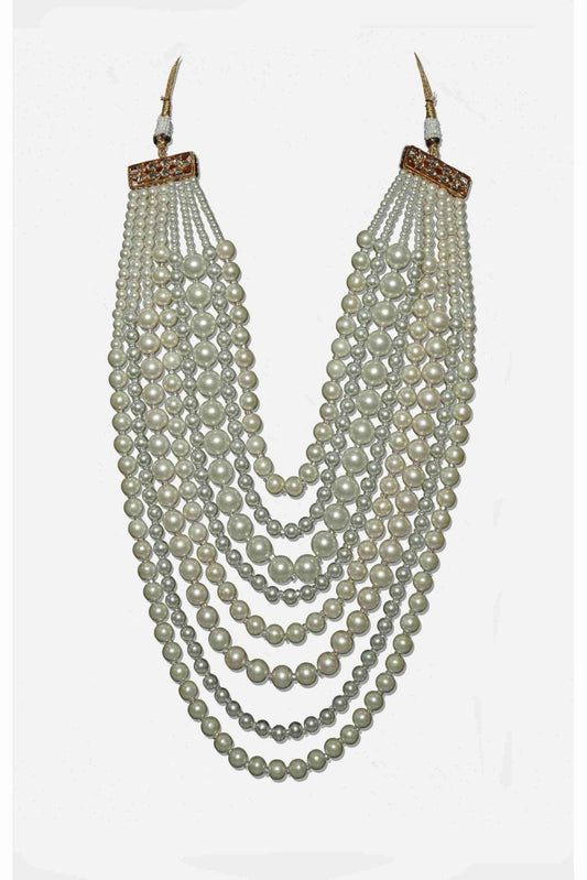 Luxurious Gold Plated Pearl Multi Layered Long Necklace - Auraa Trends