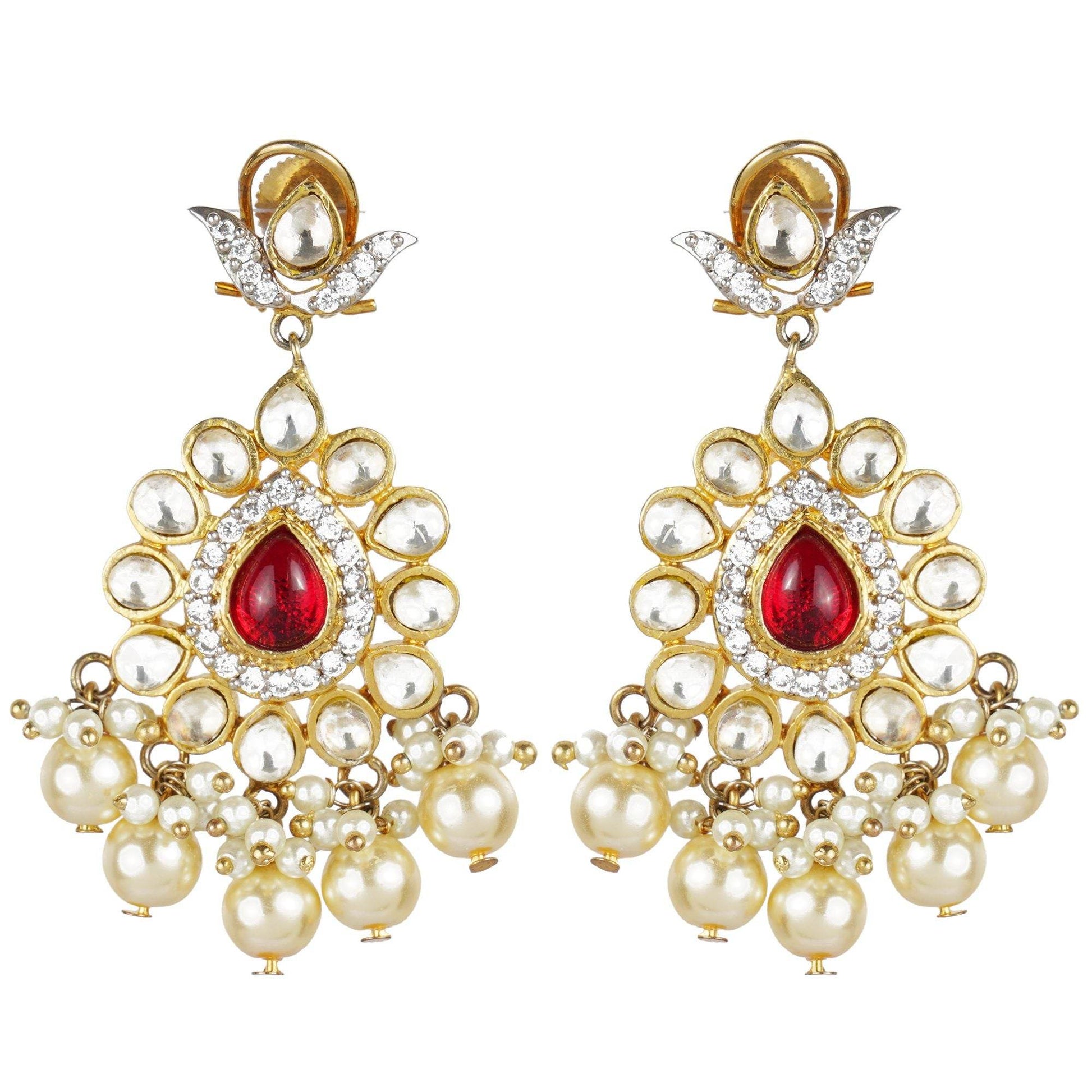 Luxurious Kundan and Diamonte Necklace Set - Auraa Trends