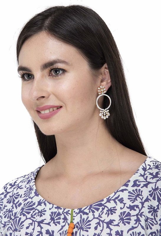 Luxury Moissanite Diamante Chandelier Earrings - Auraa Trends - Chandelier Earrings - Elegant Circular Diamonte Earrings