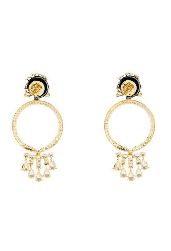 Luxury Moissanite Diamante Chandelier Earrings - Auraa Trends - Chandelier Earrings - Elegant Circular Diamonte Earrings