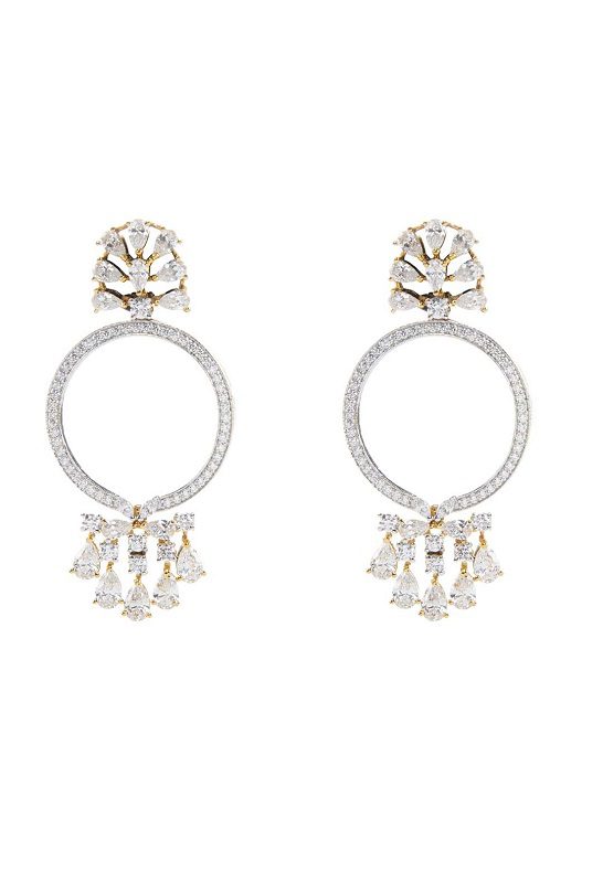 Luxury Moissanite Diamante Chandelier Earrings - Auraa Trends - Chandelier Earrings - Elegant Circular Diamonte Earrings