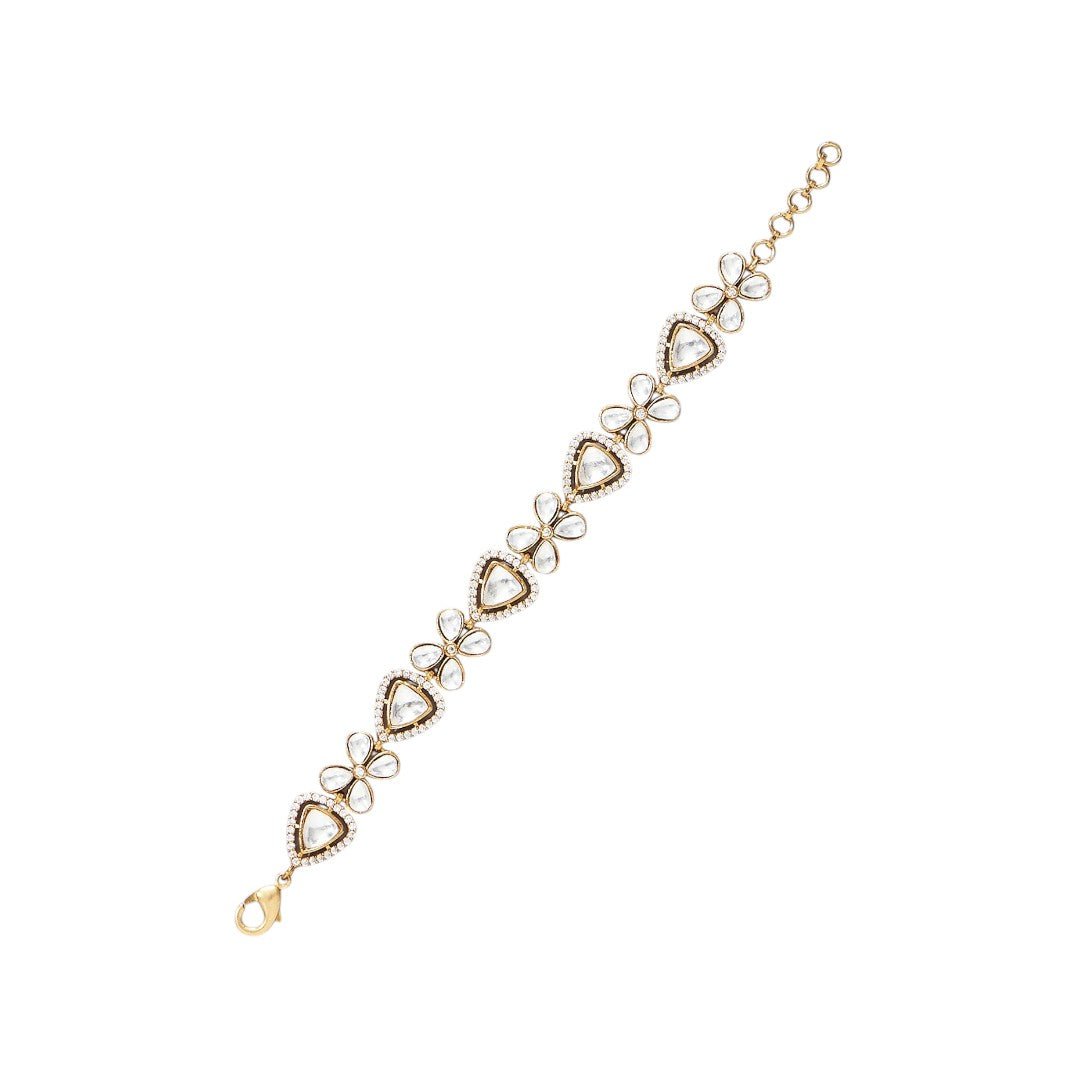 Luxury Moissanite Gold - Plated Bracelet with Floral - Auraa Trends - Bracelet - Luxury Moissanite Gold - Plated Bracelet