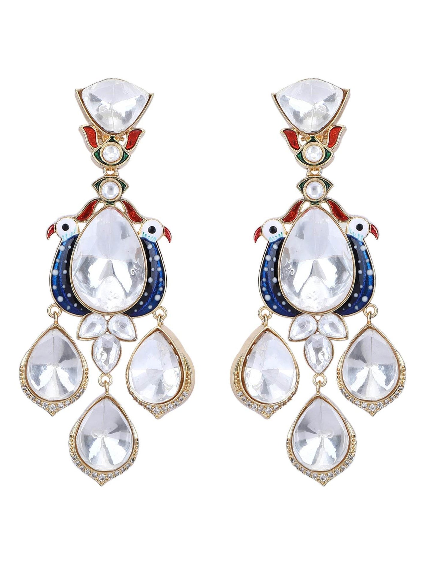 Luxury Moissanite Kundan Chandelier Earrings – 22KT Gold Plated - Auraa Trends