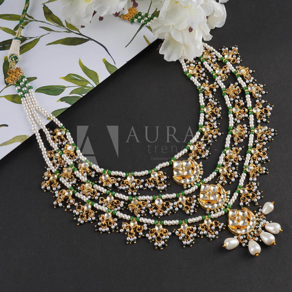 Majestic Gold Plated 3 Layered Rani Haar - Auraa Trends