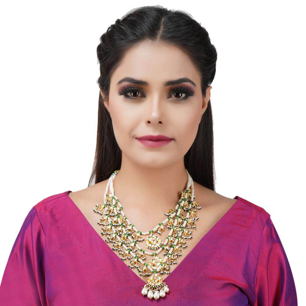 Majestic Gold Plated 3 Layered Rani Haar - Auraa Trends