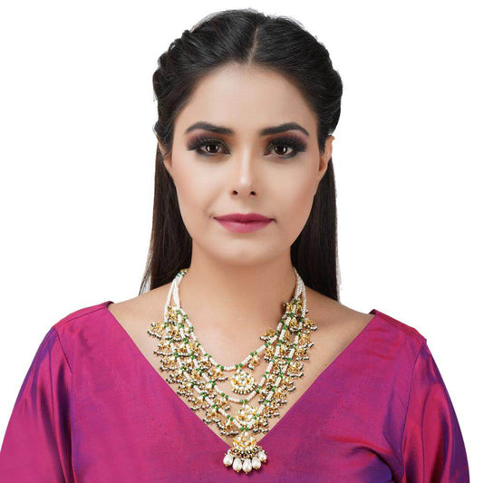 Majestic Gold Plated 3 Layered Rani Haar - Auraa Trends