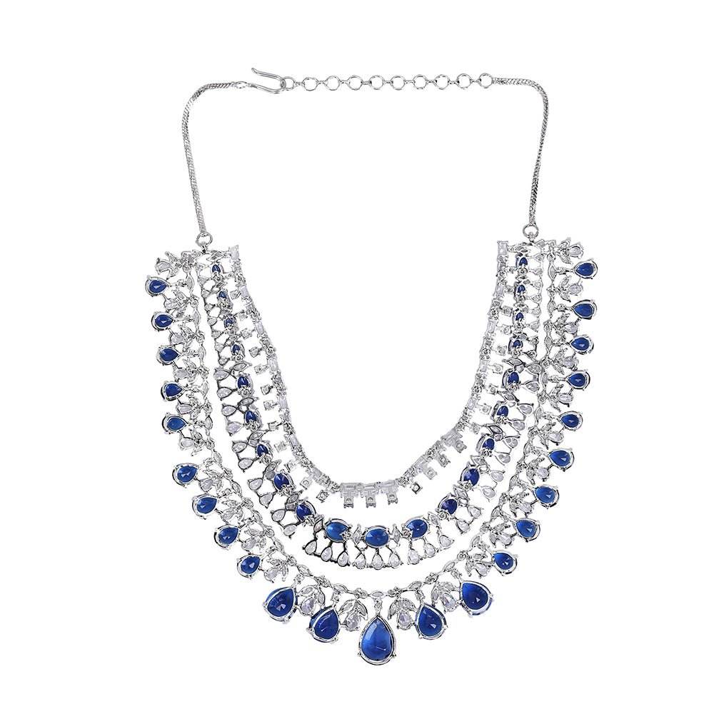 Majestic Sapphire and Diamond Choker Necklace Set - Auraa Trends