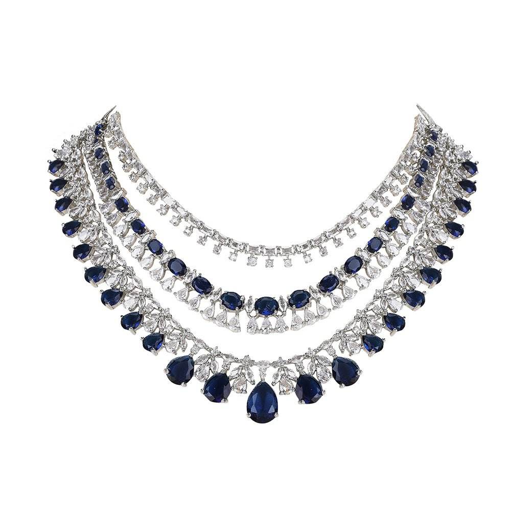 Majestic Sapphire and Diamond Choker Necklace Set - Auraa Trends