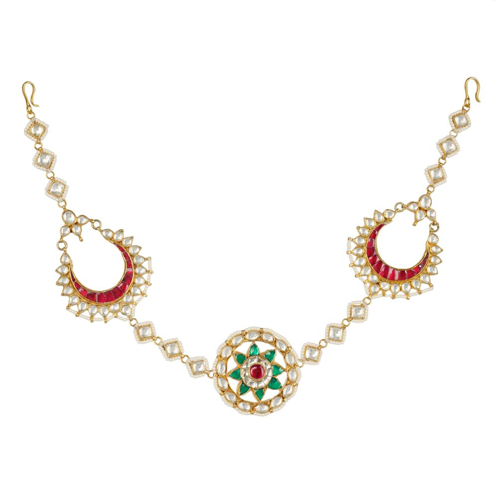 Mathapatti for women Alluring Kundan Gold Plated Head Band 22KT Gold Plated - Auraa Trends - Mathapati - Polki Maang Tikka