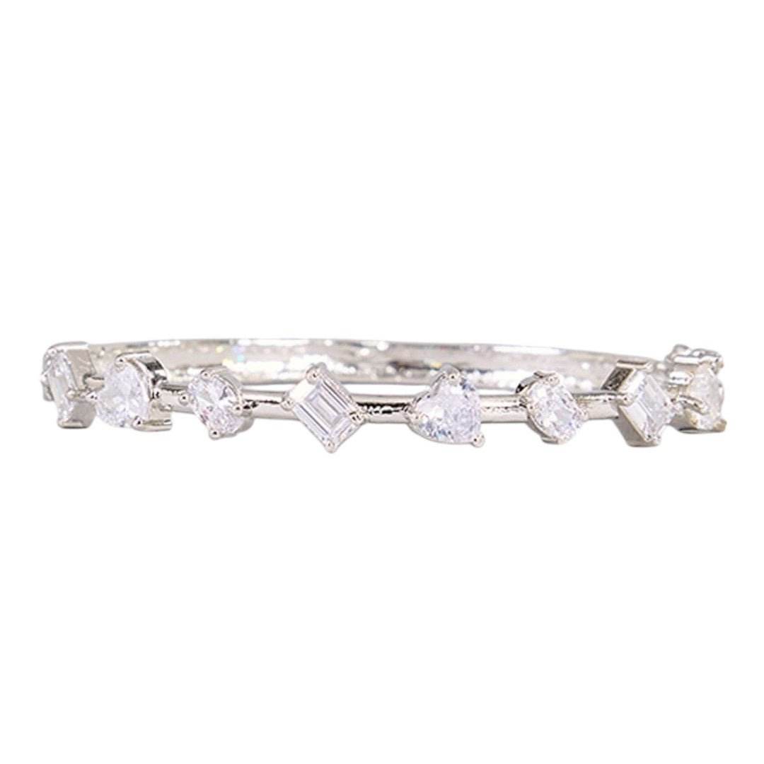 Minimalist Silver-Plated CZ Studded Bangle Bracelet for Women - Auraa Trends