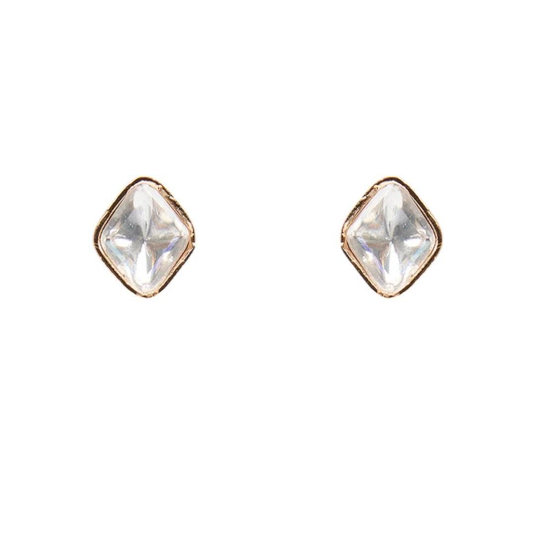 Minimalist Square Polki Necklace Set with Matching Stud Earrings - Auraa Trends