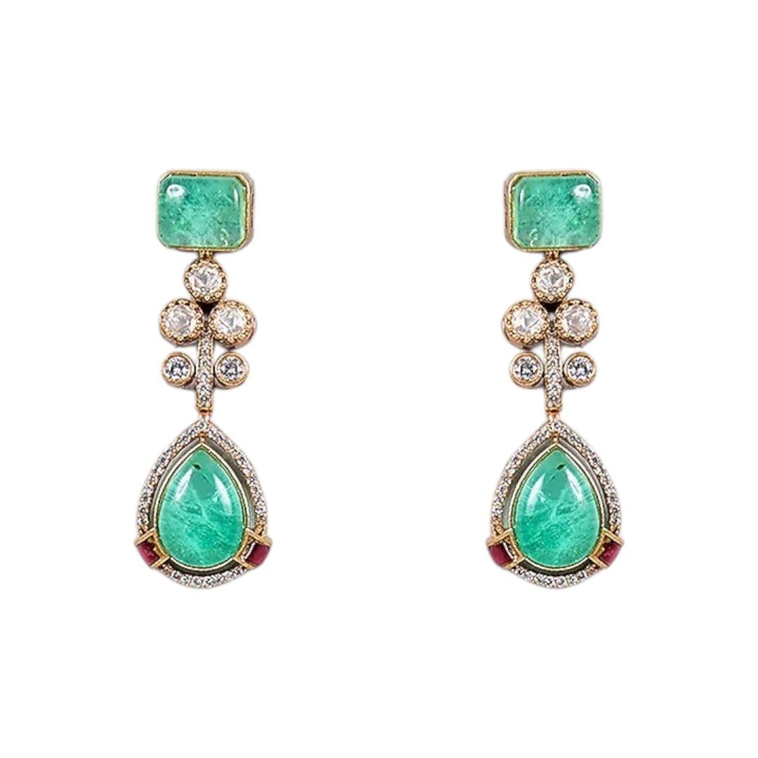 Mint Green Stone & Pearl Embellished Designer Choker Necklace Set with Drop Earrings for Women - Auraa Trends - Necklace Set - - Auraa Trends - "Gold - plated mint green choker necklace set with pearl detailing and drop earrings – traditional Indian bridal jewelry for women"