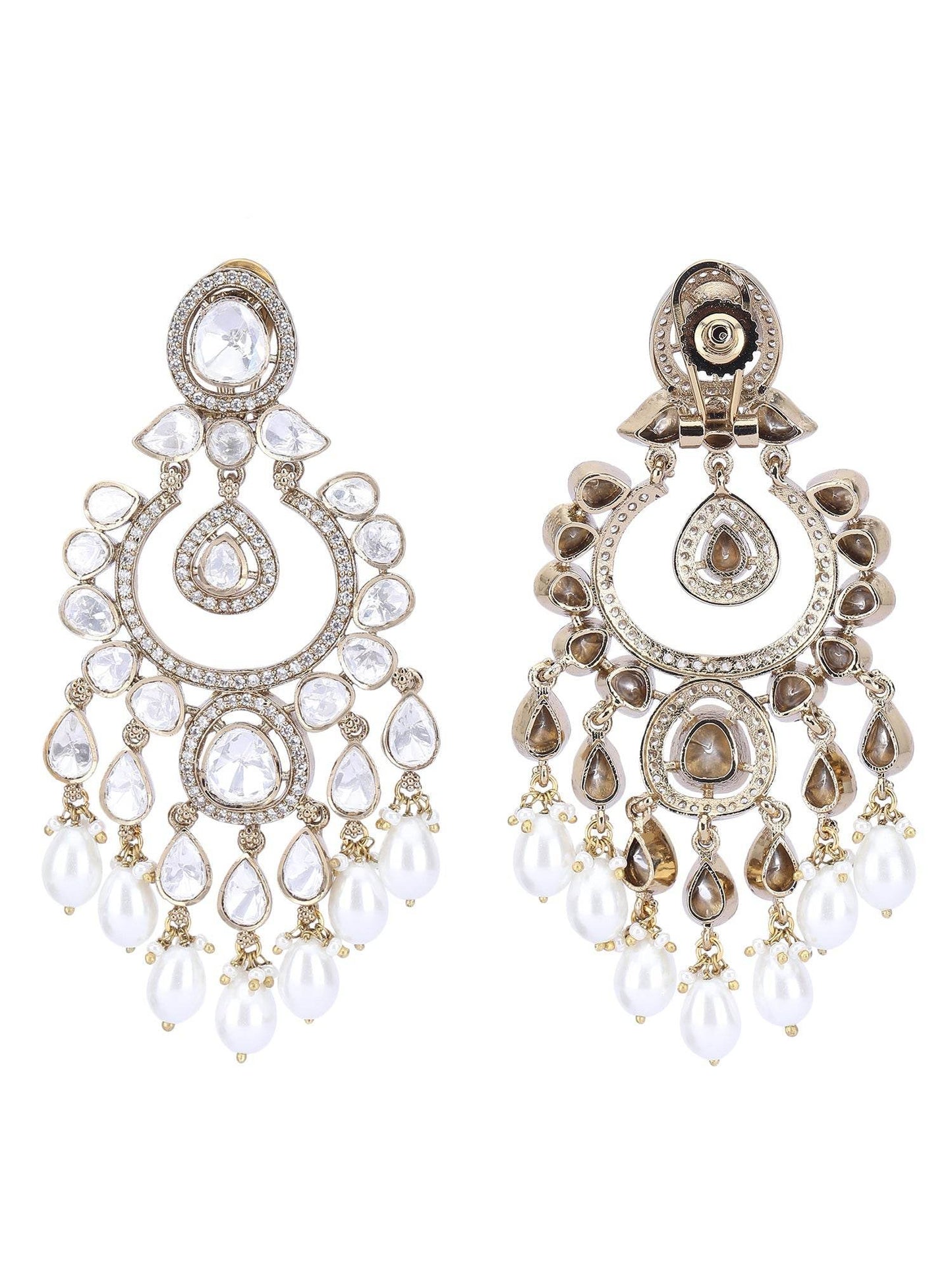 Moissanite and Pearl Chandelier Earrings - Auraa Trends