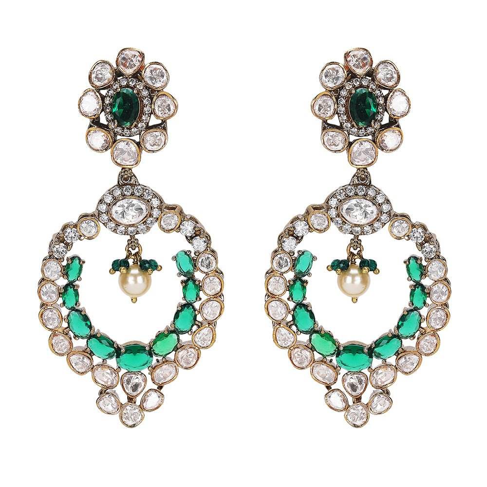 Moissanite Chandbaali Earrings – Ethnic Chic - Auraa Trends