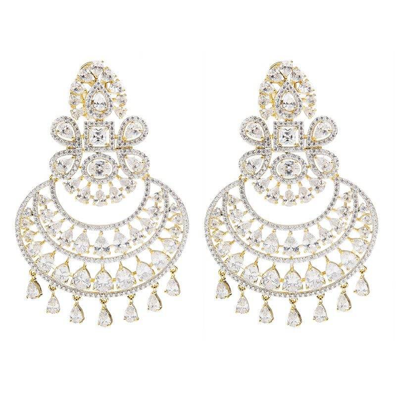 Moissanite Chandbaali Earrings Set - Auraa Trends