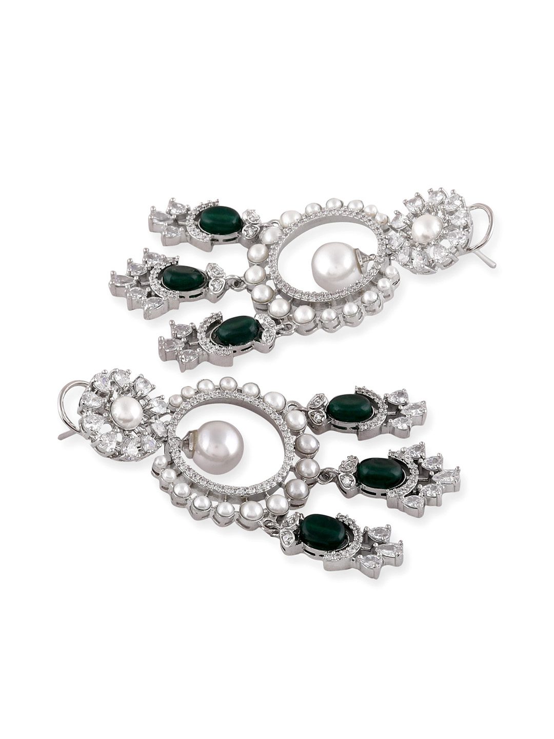 Moissanite Chandelier Earrings with Emerald Accents - Auraa Trends - Chandelier Earrings - Earring Earrings Festive