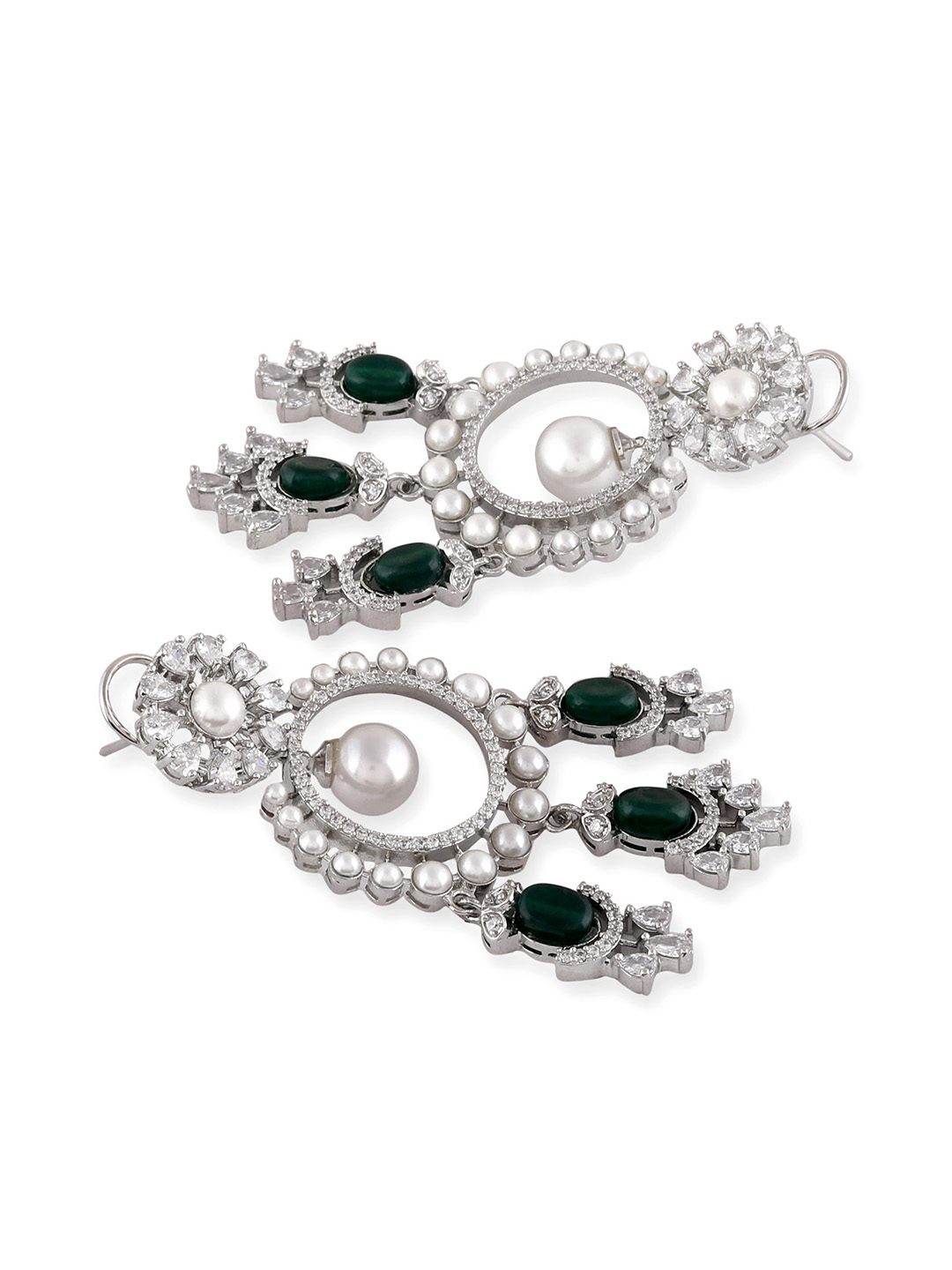Moissanite Chandelier Earrings with Emerald Accents - Auraa Trends